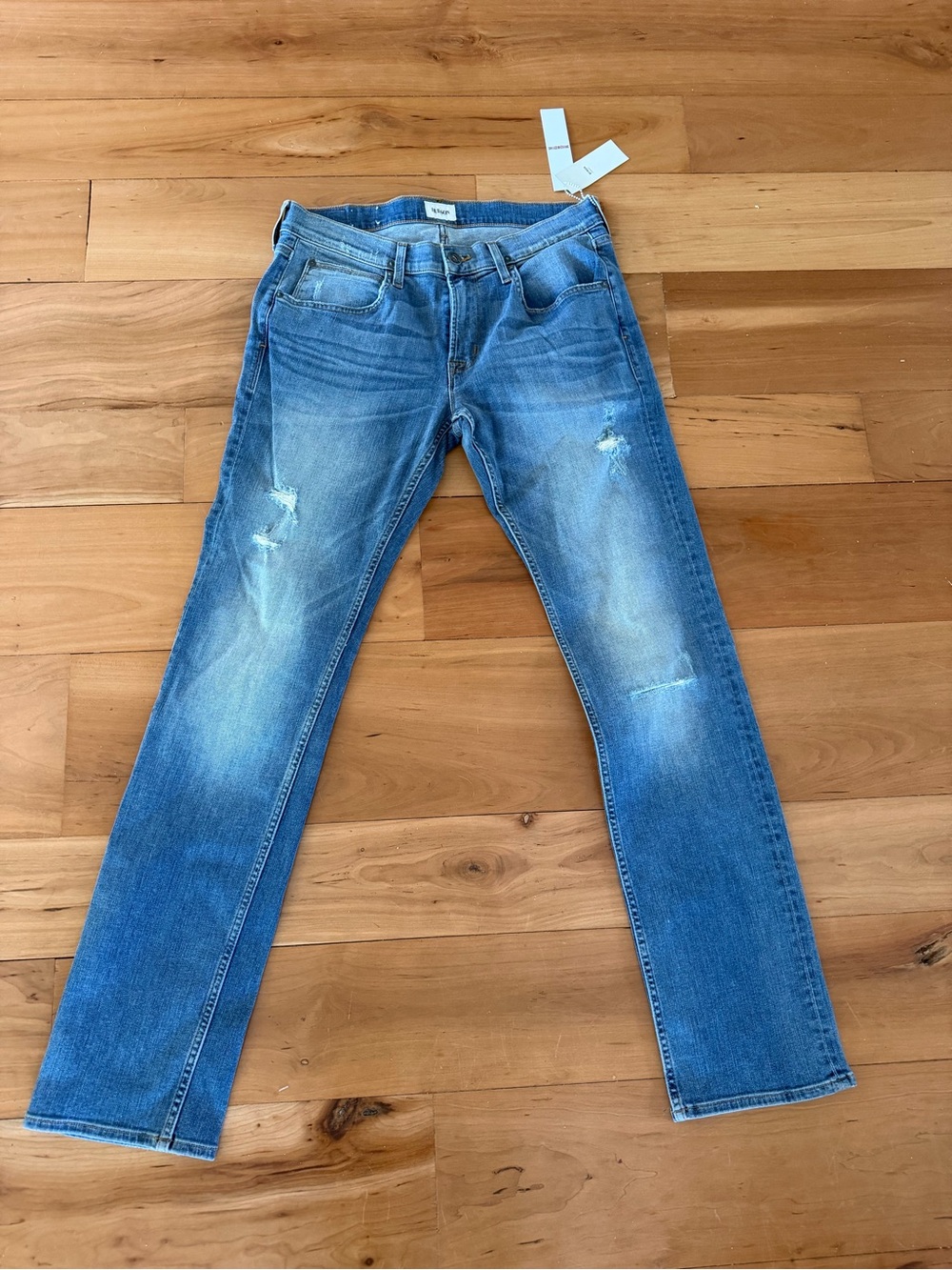 Hudson Men's Straight Fit Light Wash Blue Denim Stretch Jeans HCRG NM255ZZKT New